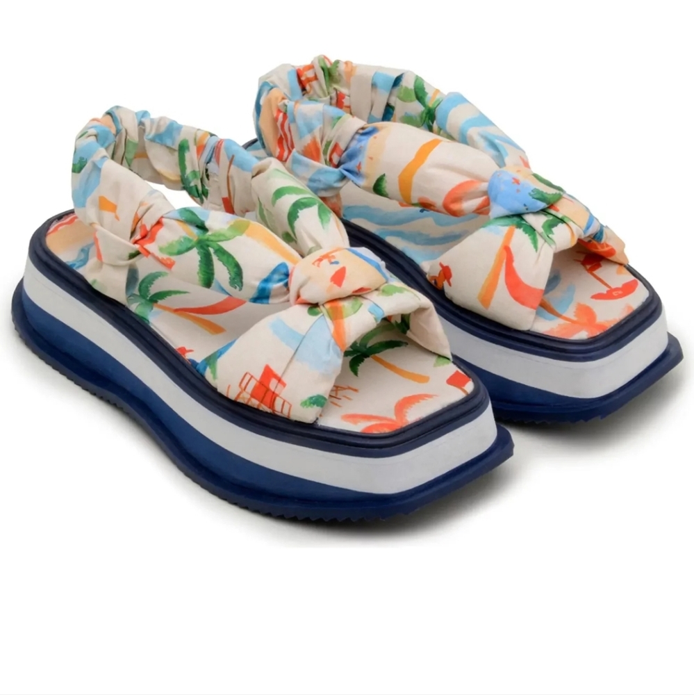 Farm Rio Puffy Scarf Print Copacabana Platform Sandal